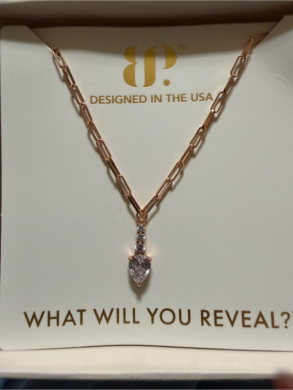 Rose Gold CZ Drop Pendant